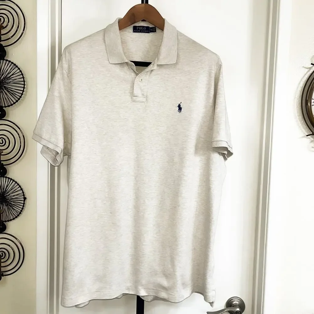 Polo Ralph Lauren Mens Polo Shirt Preppy Academia Old Money - Beige, Size XXL